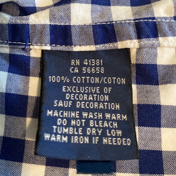 Ralph Lauren navy white gingham button down shirt yellow polo pony - Picture 11 of 13